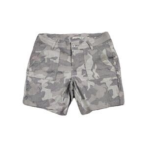 Prana Shorts Women's 6 Gray Camo 6” Inseam Halle UPF Stretch Hiking Trail GUC